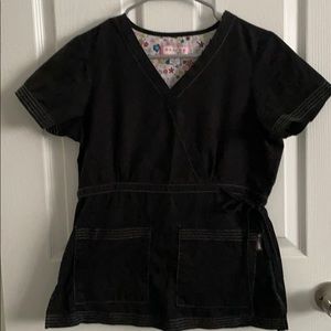Black koi scrub top